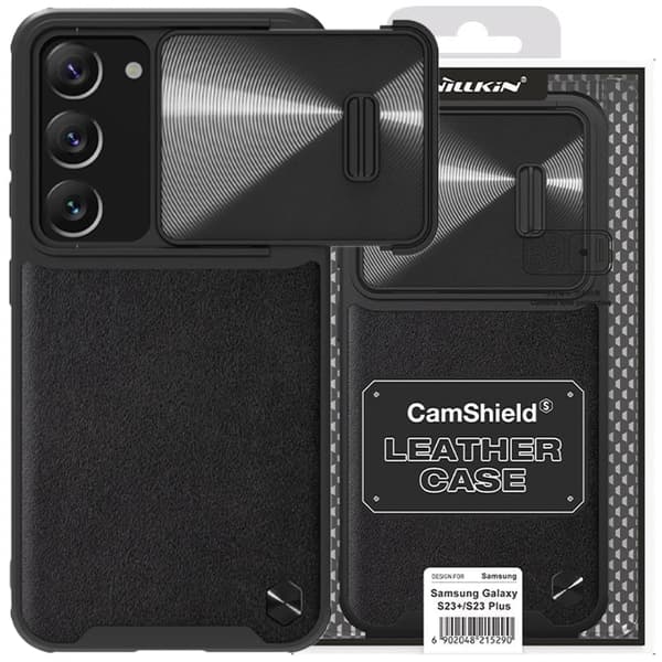 Nillkin CamShield Leather S-deksel til Samsung Galaxy S23+-deksel med kameradeksel i svart