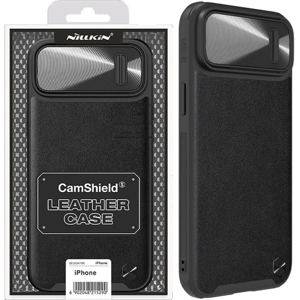 Nillkin CamShield Leather S Case iPhone 14 Pro Max deksel med kameradeksel i svart