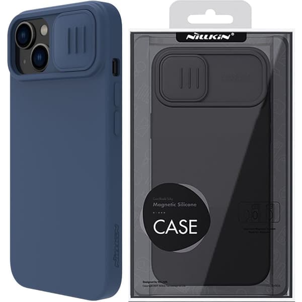 Nillkin CamShield Magnetic Silikonveske iPhone 14 Plus Magnetic MagSafe-deksel med kamerabeskyttelse Blå