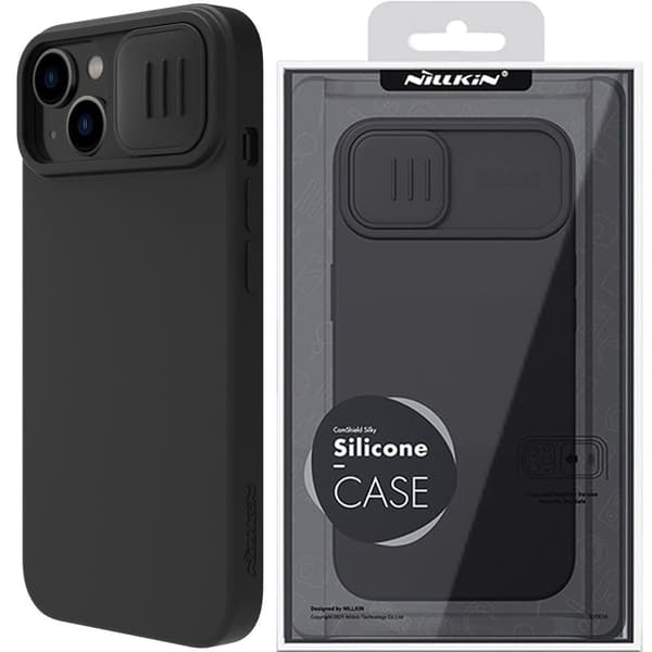 Nillkin CamShield magnetisk silikondeksel iPhone 14 Plus Magnetisk MagSafe-deksel med kamerabeskyttelse Svart