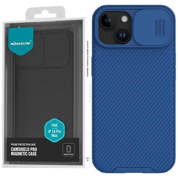Nillkin CamShield Pro magnetisk deksel til iPhone 15 Plus med kamerabeskyttelse - blå