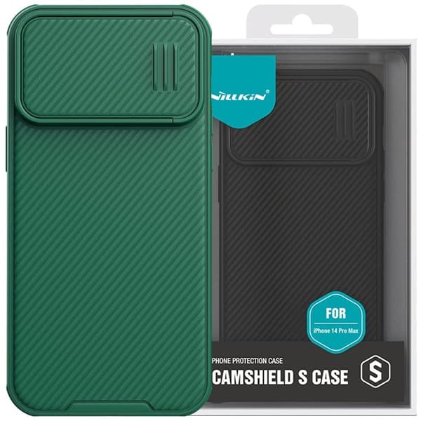 Nillkin CamShield S-deksel iPhone 14 Pro Max pansret beskyttelsesdeksel, grønn