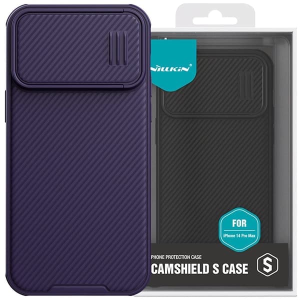 Nillkin CamShield S-deksel iPhone 14 Pro Max pansret beskyttelsesdeksel, lilla