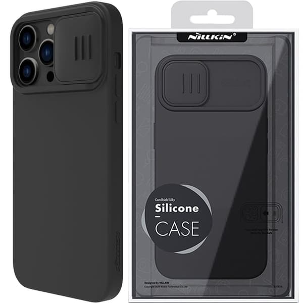 Nillkin CamShield Silikonetui til iPhone 14 Pro Max deksel med kamerabeskyttelse svart