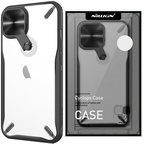 Nillkin Cyclops Case slitesterkt deksel med kameradeksel og sammenleggbart stativ for iPhone 13 svart