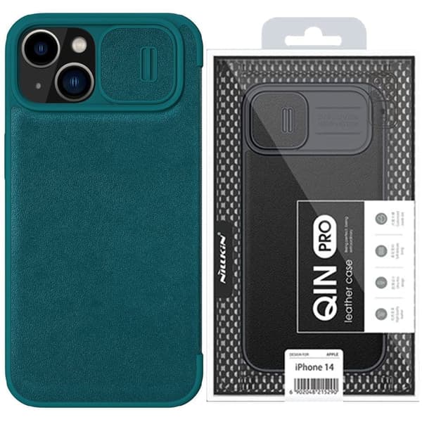 Nillkin Qin Leather Pro Case iPhone 14 Plus Camera Cover Case Cover Flip Case Grønn