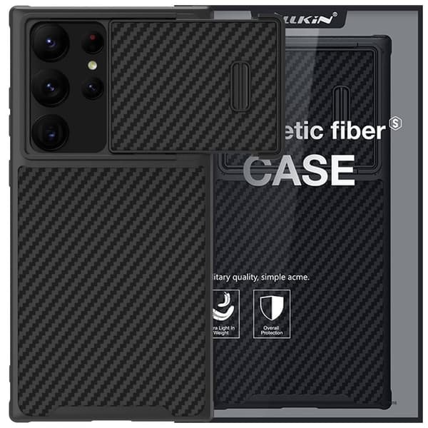 Nillkin Synthetic Fiber S-deksel til Samsung Galaxy S23 Ultra, kameradeksel, svart