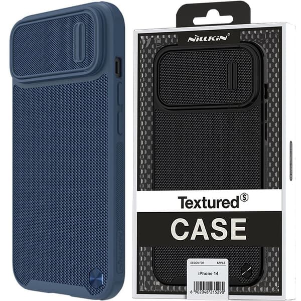 Nillkin Textured S-deksel til iPhone 14, pansret deksel med kameradeksel, blå