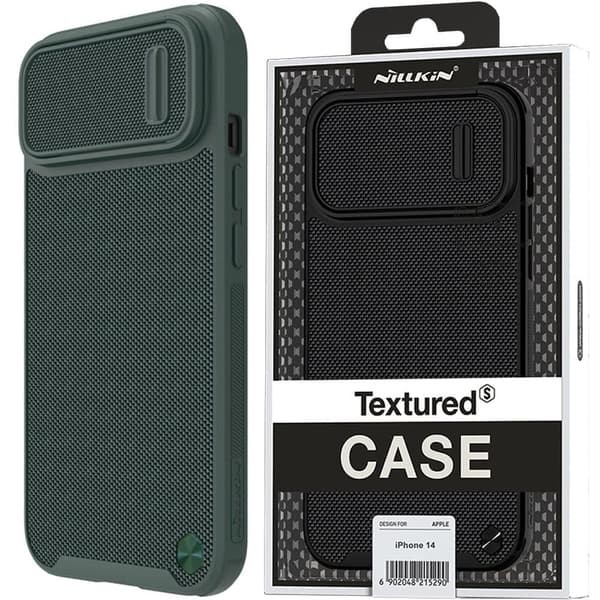 Nillkin Textured S-deksel til iPhone 14, pansret deksel med kameradeksel, grønn