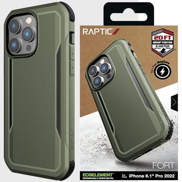 Raptic X-Doria Fort-deksel til iPhone 14 Pro Max med MagSafe pansret beskyttelsesdeksel, grønn