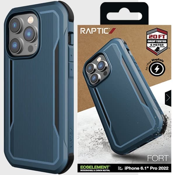 Raptic X-Doria Fort-deksel til iPhone 14 Pro-deksel med MagSafe pansret blått beskyttelsesdeksel
