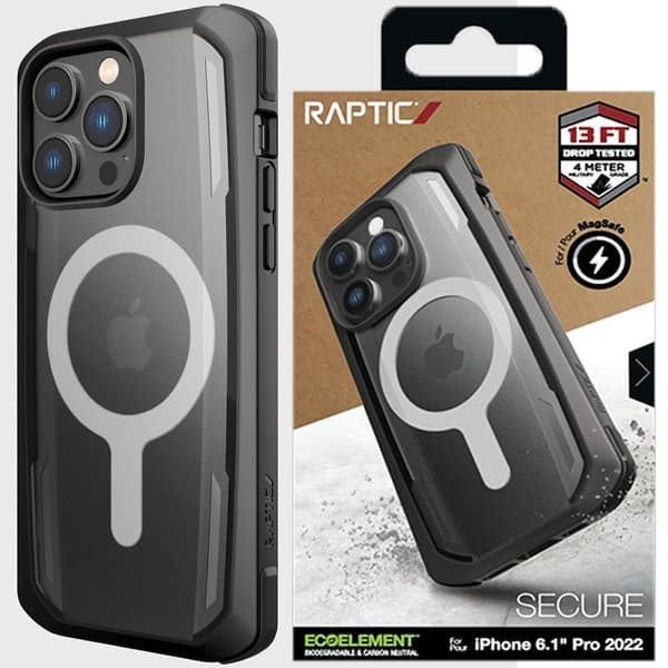 Raptic X-Doria Secure Case iPhone 14 Pro med MagSafe pansret deksel, svart