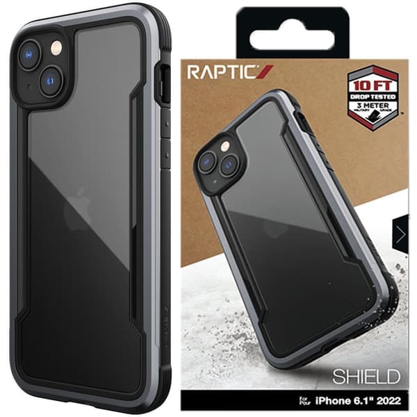 Raptic X-Doria Shield-deksel til iPhone 14 Plus, pansret deksel, svart