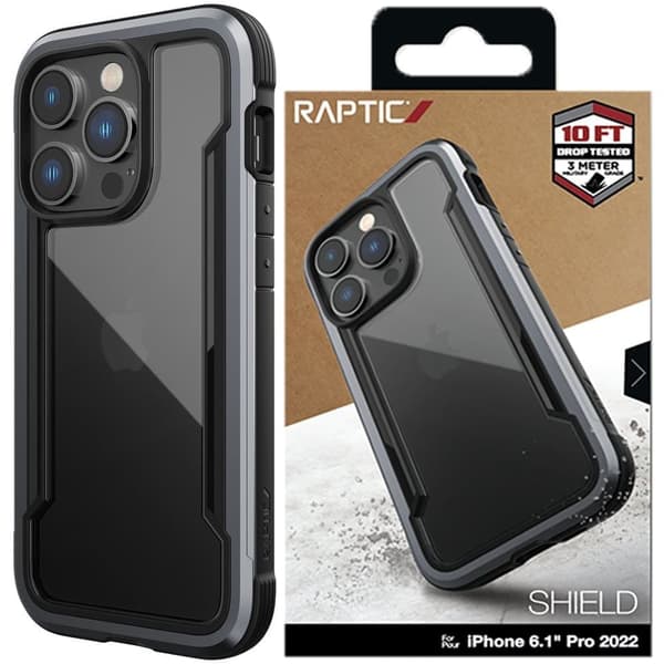 Raptic X-Doria Shield-deksel til iPhone 14 Pro Max, pansret deksel, svart