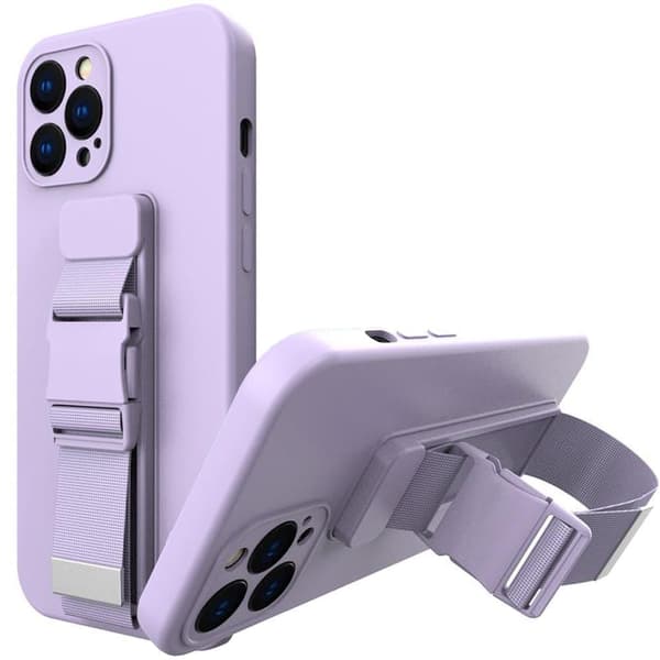 Rope case gel-deksel med lanyard kjede håndveske lanyard iPhone 12 Pro Max lilla