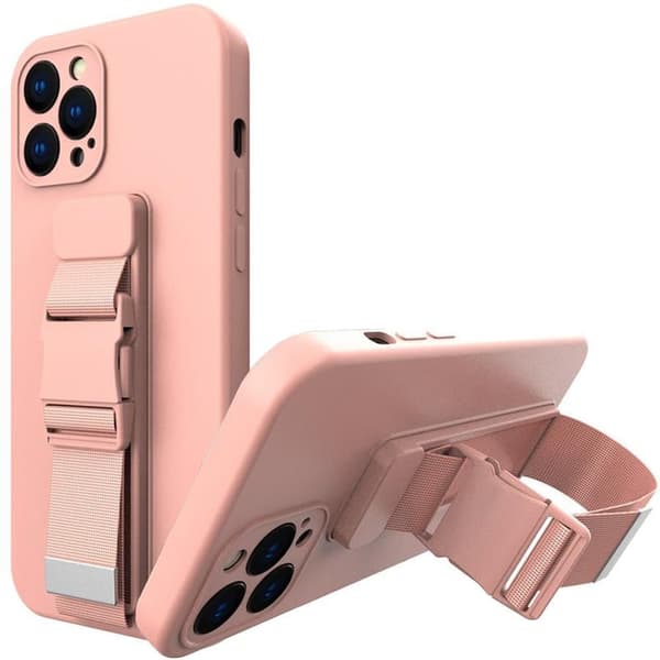 Rope case gel-deksel med lanyard kjede håndveske lanyard Samsung Galaxy S21 Ultra 5G rosa