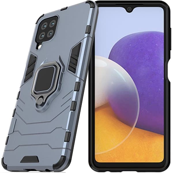 Ring Armor Armored Hybrid Deksel + Magnetisk Holder for Samsung Galaxy A22 4G Blå