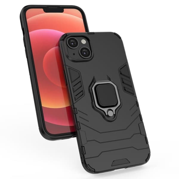 Ring Armour-deksel til iPhone 14 Pro Max, pansret deksel, magnetisk ringholder, svart