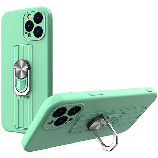 Ring Case silikondeksel med fingerholder og stativ for iPhone 11 Pro Max mint