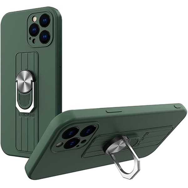 Ring Case silikondeksel med fingerholder og holder til iPhone 12 mini mørkegrønn