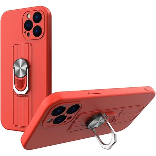Ring Case silikondeksel med fingerholder og stativ for Samsung Galaxy A33 5G rød