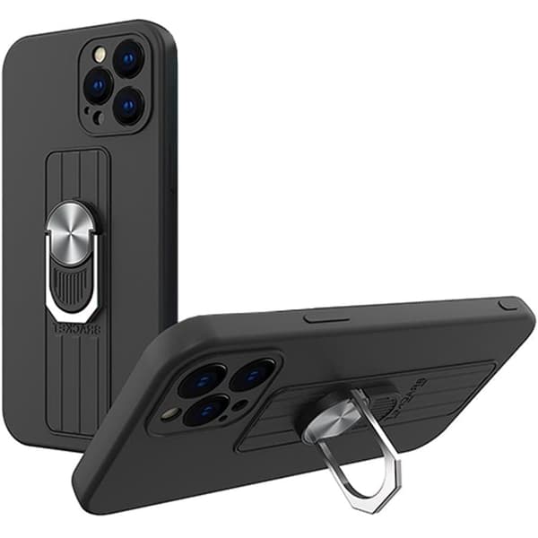 Ring Case silikondeksel med fingerholder og stativ for Samsung Galaxy A33 5G svart