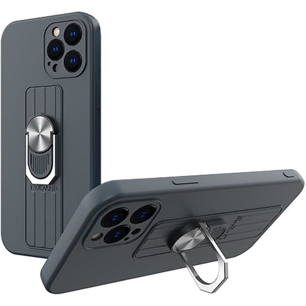 Ring Case silikondeksel med fingerholder og stativ for Samsung Galaxy S21 FE blå