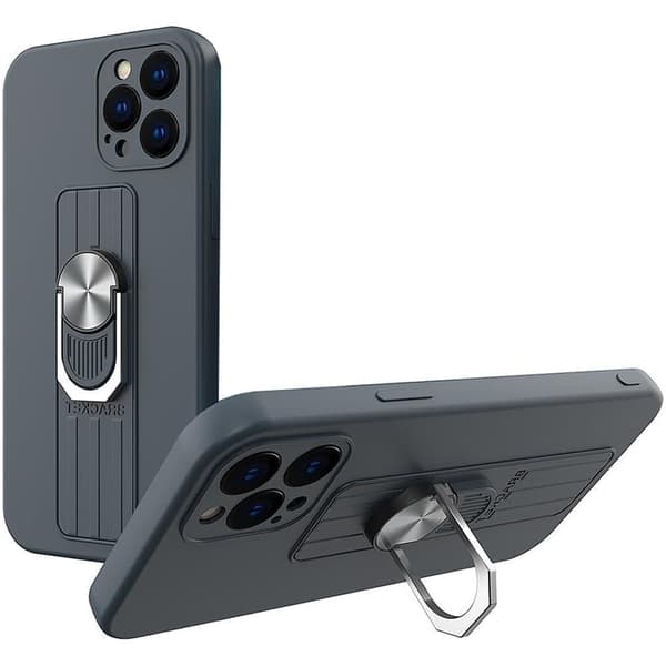 Ringetui Silikonetui med fingergrep og stativ for Xiaomi Redmi 10X 4G / Xiaomi Redmi Note 9 mørkeblå