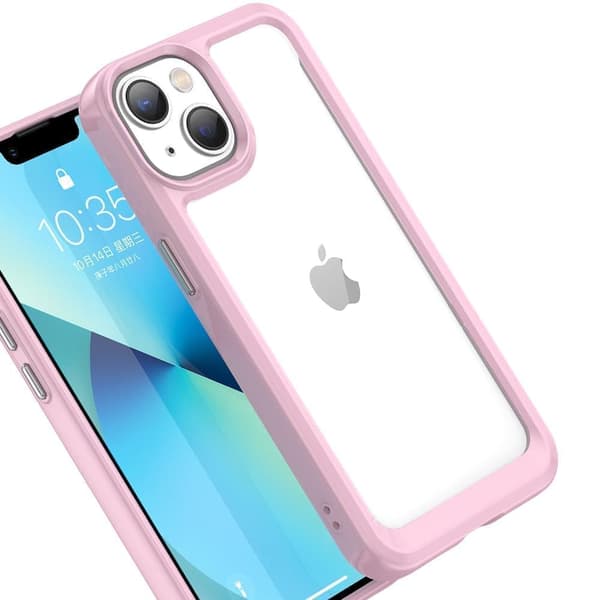 Outer Space Case iPhone 14 Plus hardt deksel med gelramme, rosa