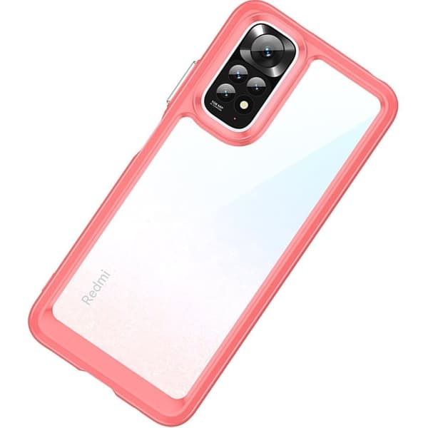 Outer Space Case-deksel til Xiaomi Redmi Note 11 hardt deksel med gelramme, rød