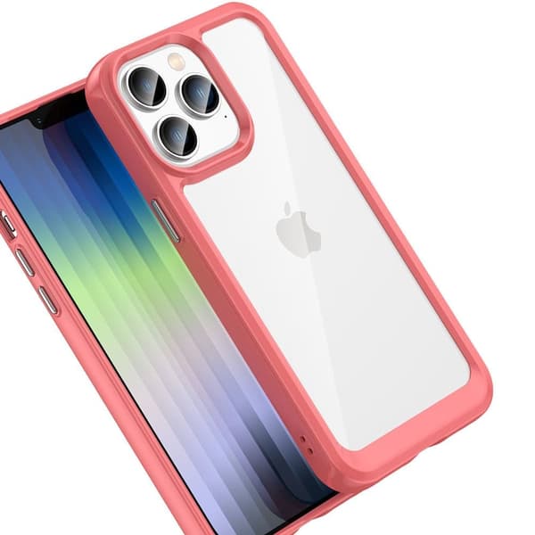Outer Space-deksel til iPhone 14 Pro Max, hardt deksel med gelramme, rød