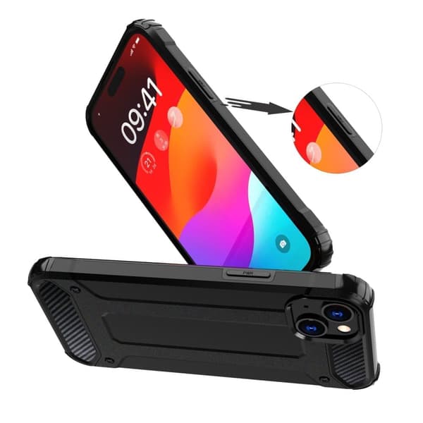 Armor-deksel til iPhone 15 Plus Hybrid Armor - svart