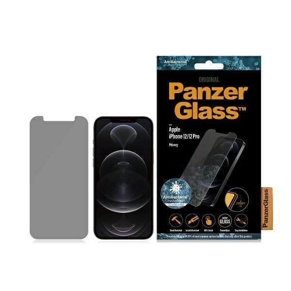 PanzerGlass Standard Super+ antibakterielt personvernbeskyttende herdet glass for iPhone 12 / 12 Pro