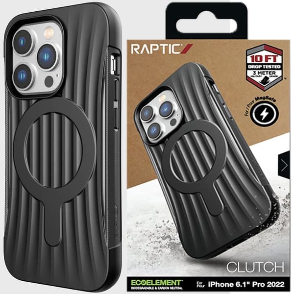 Raptic X-Doria Clutch Built Case for iPhone 14 Pro med MagSafe bakdeksel i svart