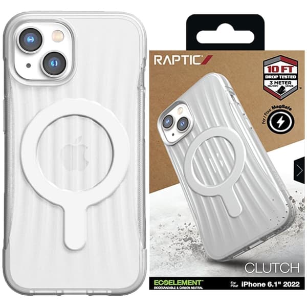 Raptic X-Doria Clutch Built Case iPhone 14 Plus-deksel med gjennomsiktig MagSafe-bakdeksel