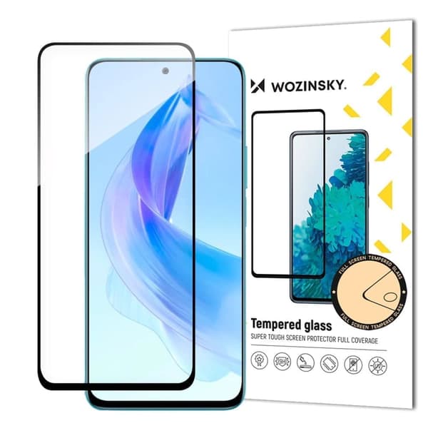 Slitesterk Wozinsky fulllim herdet glass for Honor 90 Lite/X50i fullskjerm med ramme - svart