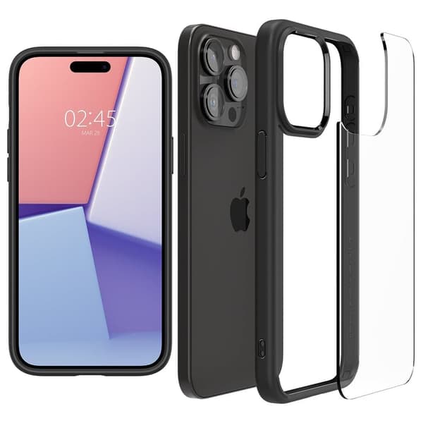 Spigen Crystal Hybrid, matt svart - iPhone 15 Pro