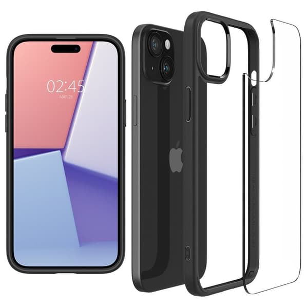 Spigen Crystal Hybrid, matt svart - iPhone 15 Plus