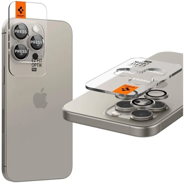 Spigen Optik.tR EZ Fit Kamerabeskyttelse iPhone 14 Pro / Pro Max / 15 Pro / Pro Max - naturlig titan 2 stk.