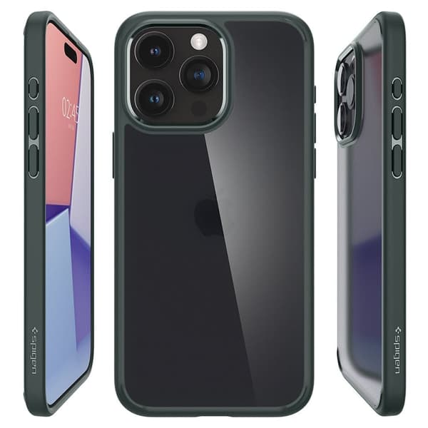 Spigen Ultra Hybrid deksel til iPhone 15 Pro Max - mørkegrønn