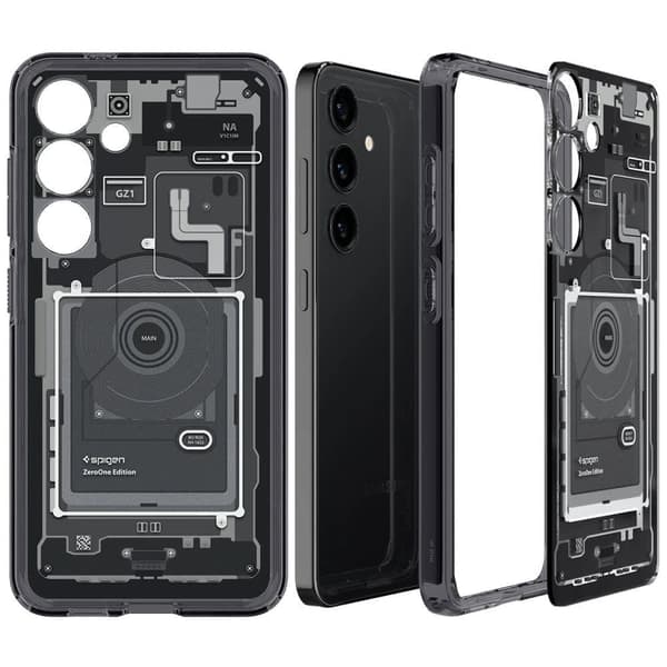 Spigen Ultra Hybrid-deksel til Samsung Galaxy S24 - Mørkegrå (Zero One Pattern)