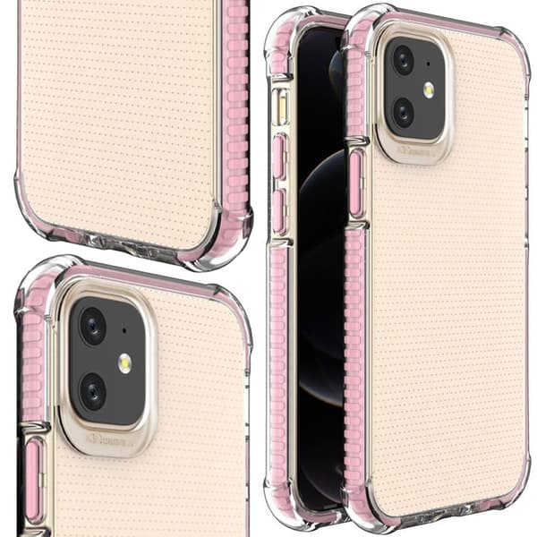 Spring Armour fleksibelt gel pansret deksel med fargerik ramme for iPhone 12 mini rosa