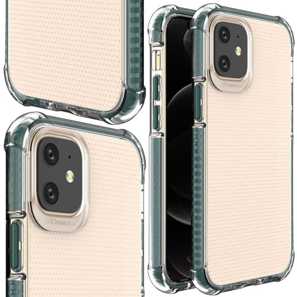 Spring Armour fleksibelt gel pansret deksel med fargerik ramme for iPhone 12 mini, mørkegrønn