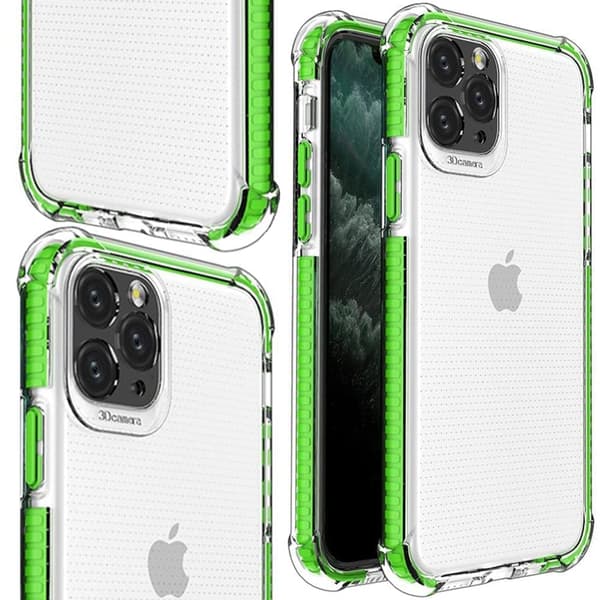 Spring Armour fleksibelt gel pansret deksel med fargerik ramme for iPhone 12 Pro Max, grønn