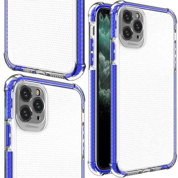 Spring Armour Flexible Gel Armored Case med fargerik ramme for iPhone 12 Pro, blå