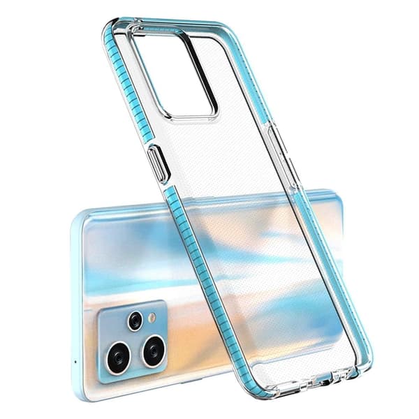 Fjærveske til Realme 9 Pro+ / Realme 9 silikondeksel med ramme, lyseblå