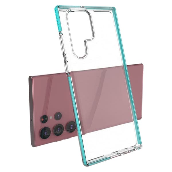 Spring Case gel-deksel med fargerik ramme for Samsung Galaxy S22 Ultra mørkeblå