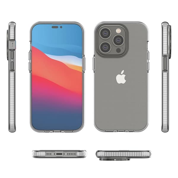 Spring Case iPhone 14 Pro-deksel, silikonskall med ramme, svart