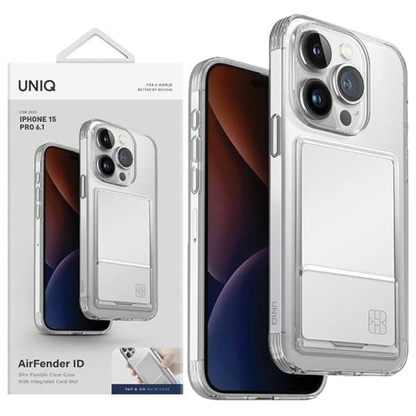 UNIQ Air Fender ID iPhone 15 Pro Max 6.7 naken gjennomsiktig Cardslot-deksel