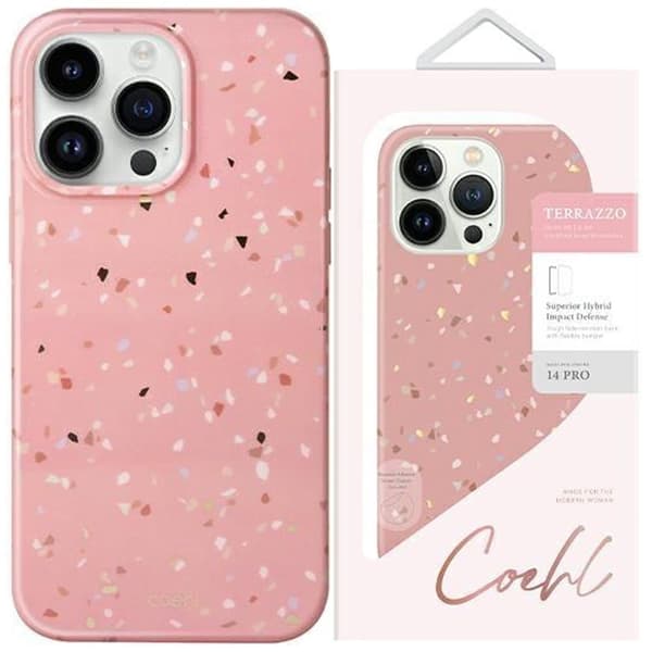 UNIQ Coehl Terrazzo iPhone 14 Pro 6.1 deksel rosa/korallrød